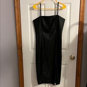 Express faux leather Black spaghetti strap Dress